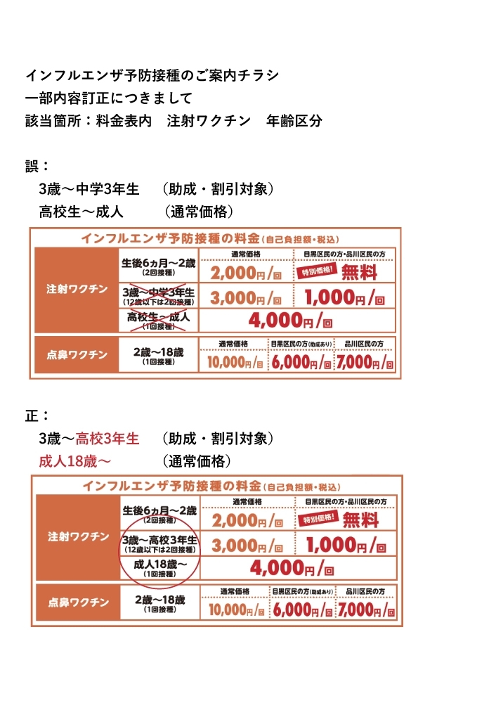 インフルエンザチラシ内容訂正_目黒